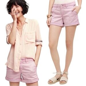 Anthropologie Pilcro Hyphen Chino Shorts Purple Bohemian Cotton Casual Womens 26